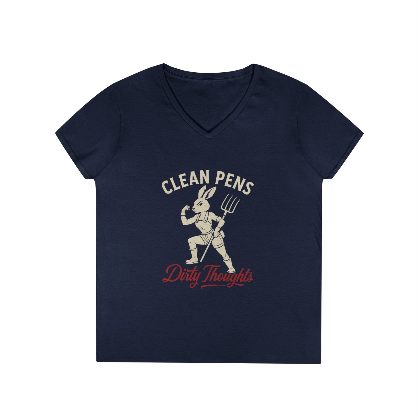 Playful V-Neck T-Shirt for Women, Funny Graphic Tee, Casual Wear, Gift for Writers, Clean Pens Dirty Thoughts