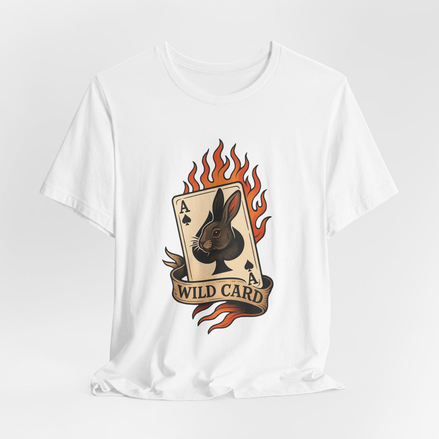 Wild Card Rabbit T-Shirt, Unisex Short Sleeve Tee, Fun Graphic Tee, Casual Summer Top, Gift for Gamers & Animal Lovers