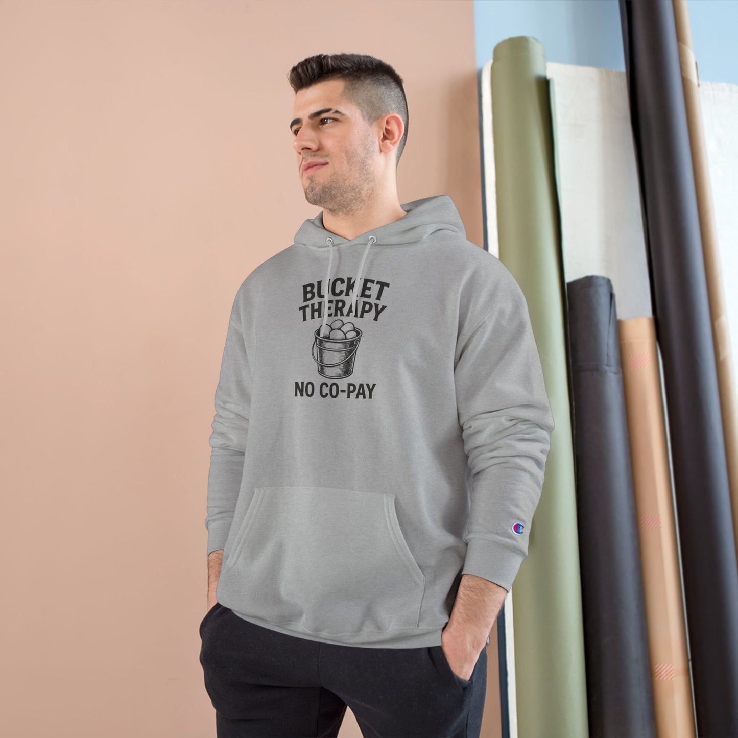 Bucket Therapy Hoodie, Funny Sweatshirt, Self-Care Gift, Cozy Hoodie, Stress Relief Apparel, Casual Wear, Unique Gift Idea