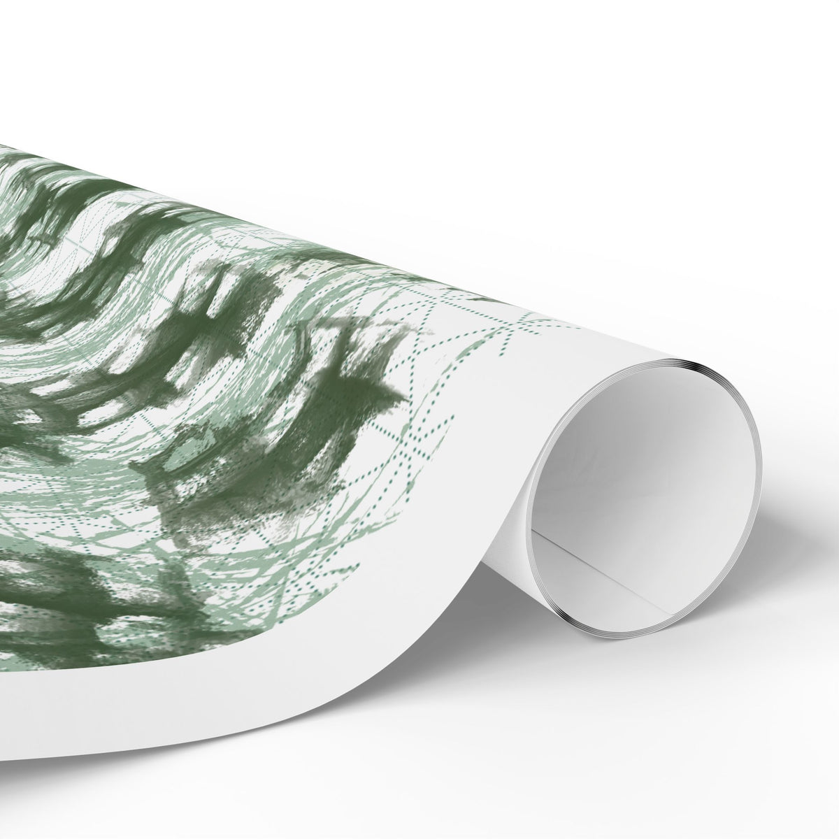 Green Brushstroke Wrapping Paper — Abstract Forest Pattern Gift Wrap