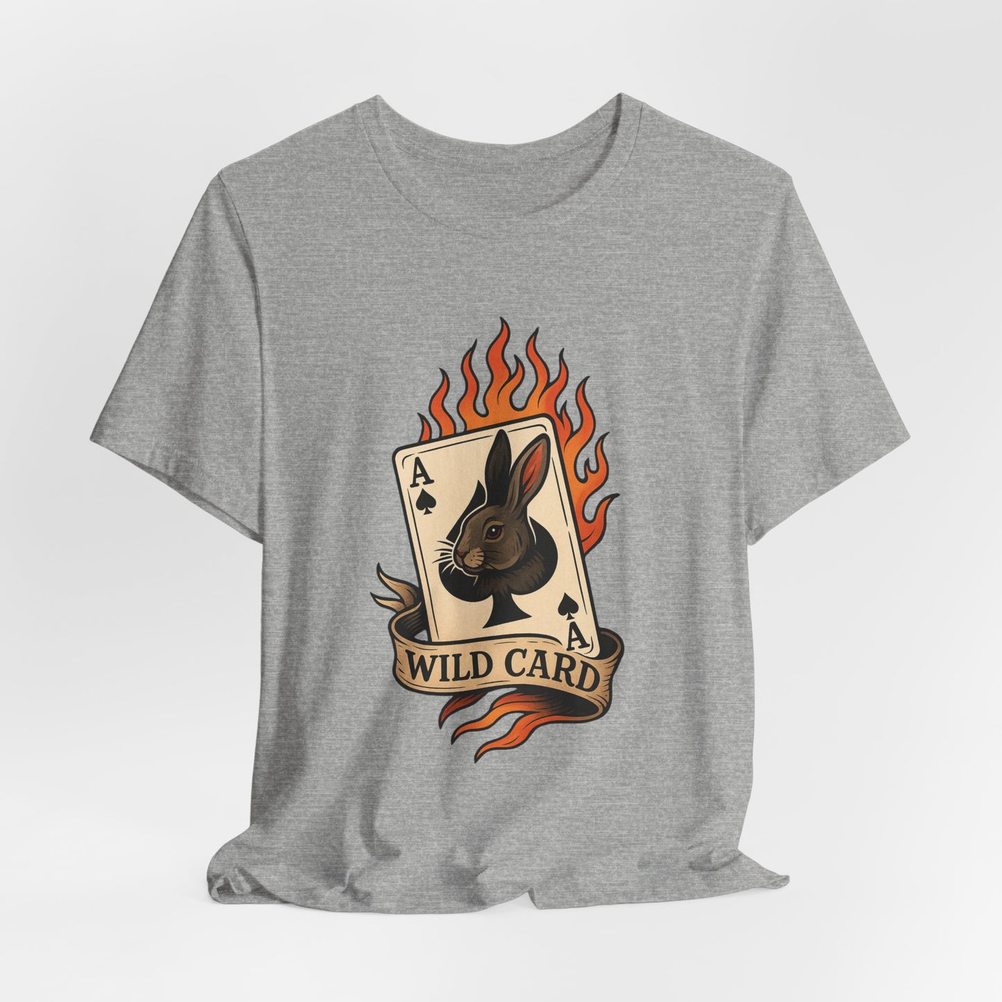 Wild Card Rabbit T-Shirt, Unisex Short Sleeve Tee, Fun Graphic Tee, Casual Summer Top, Gift for Gamers & Animal Lovers