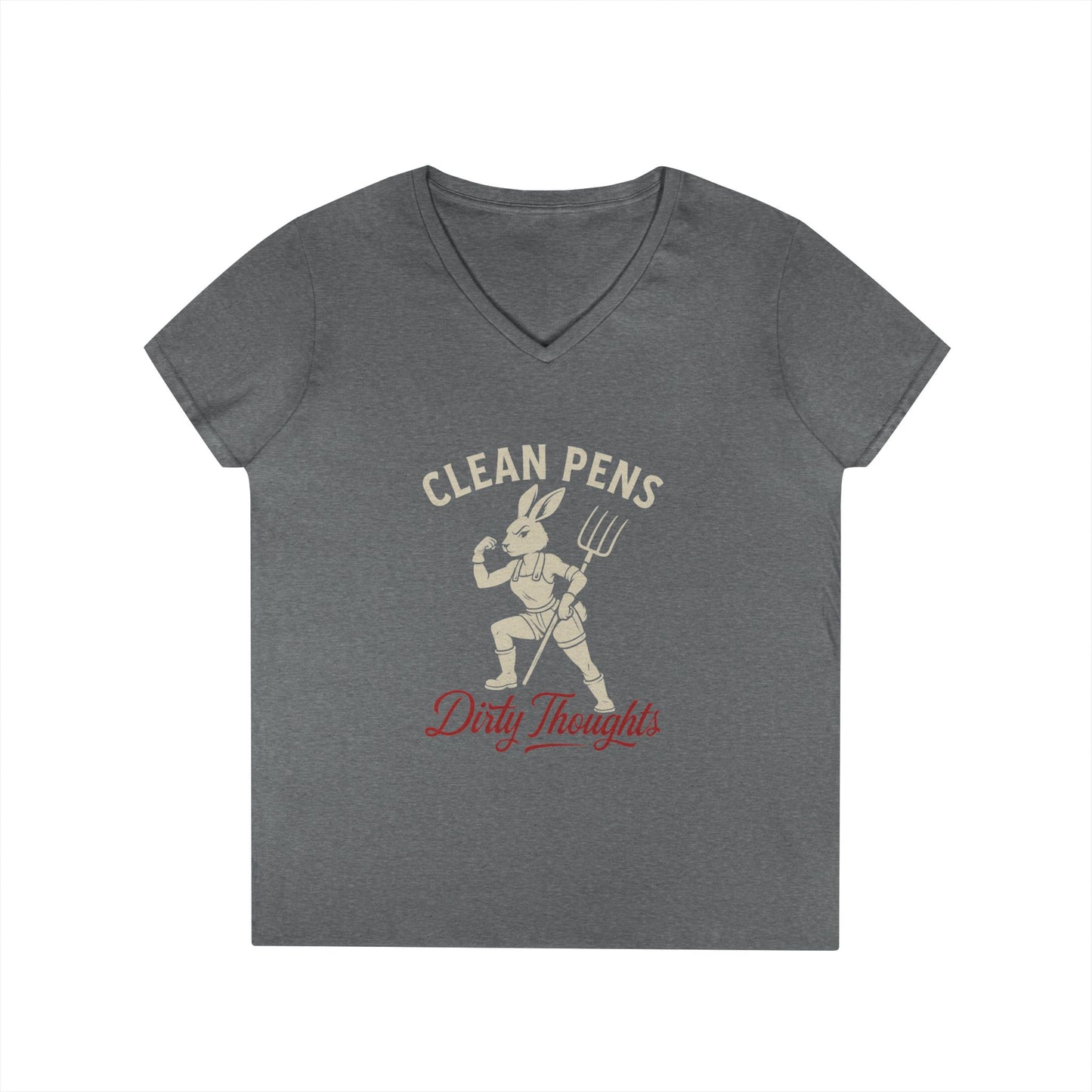 Playful V-Neck T-Shirt for Women, Funny Graphic Tee, Casual Wear, Gift for Writers, Clean Pens Dirty Thoughts