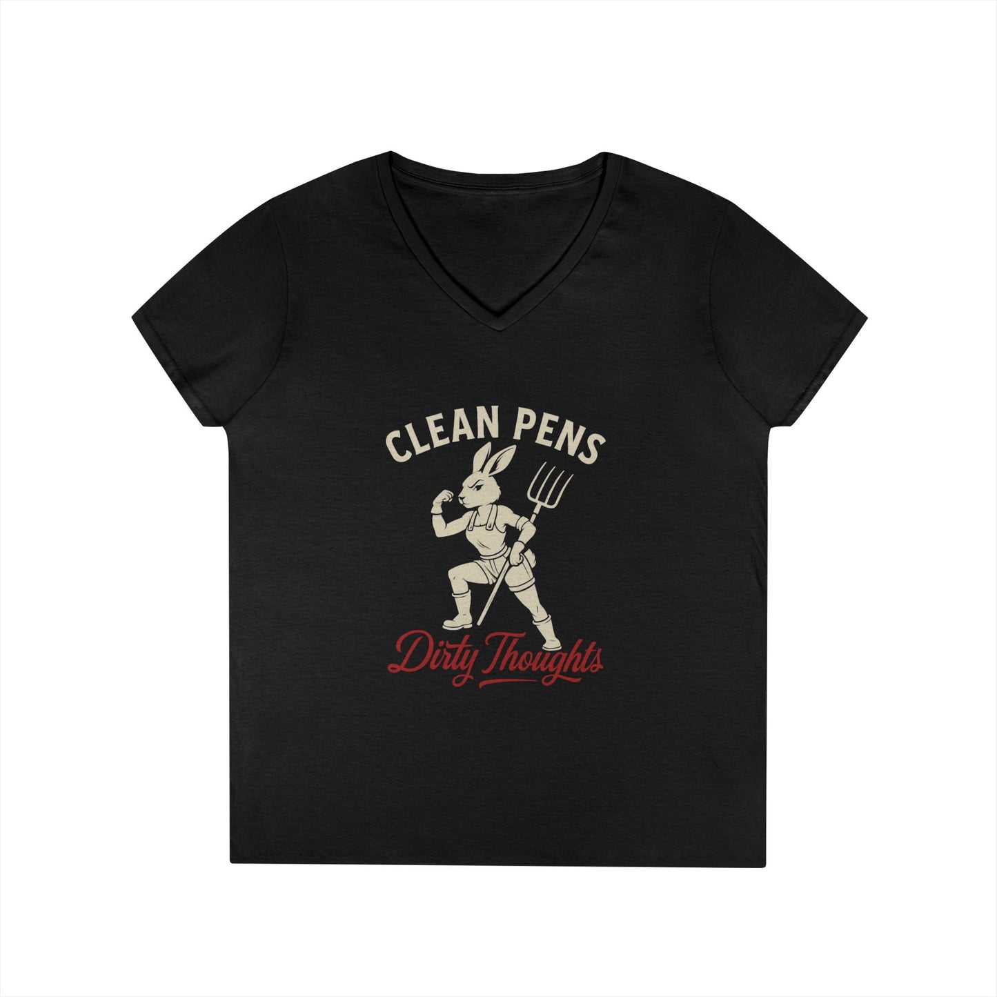 Playful V-Neck T-Shirt for Women, Funny Graphic Tee, Casual Wear, Gift for Writers, Clean Pens Dirty Thoughts