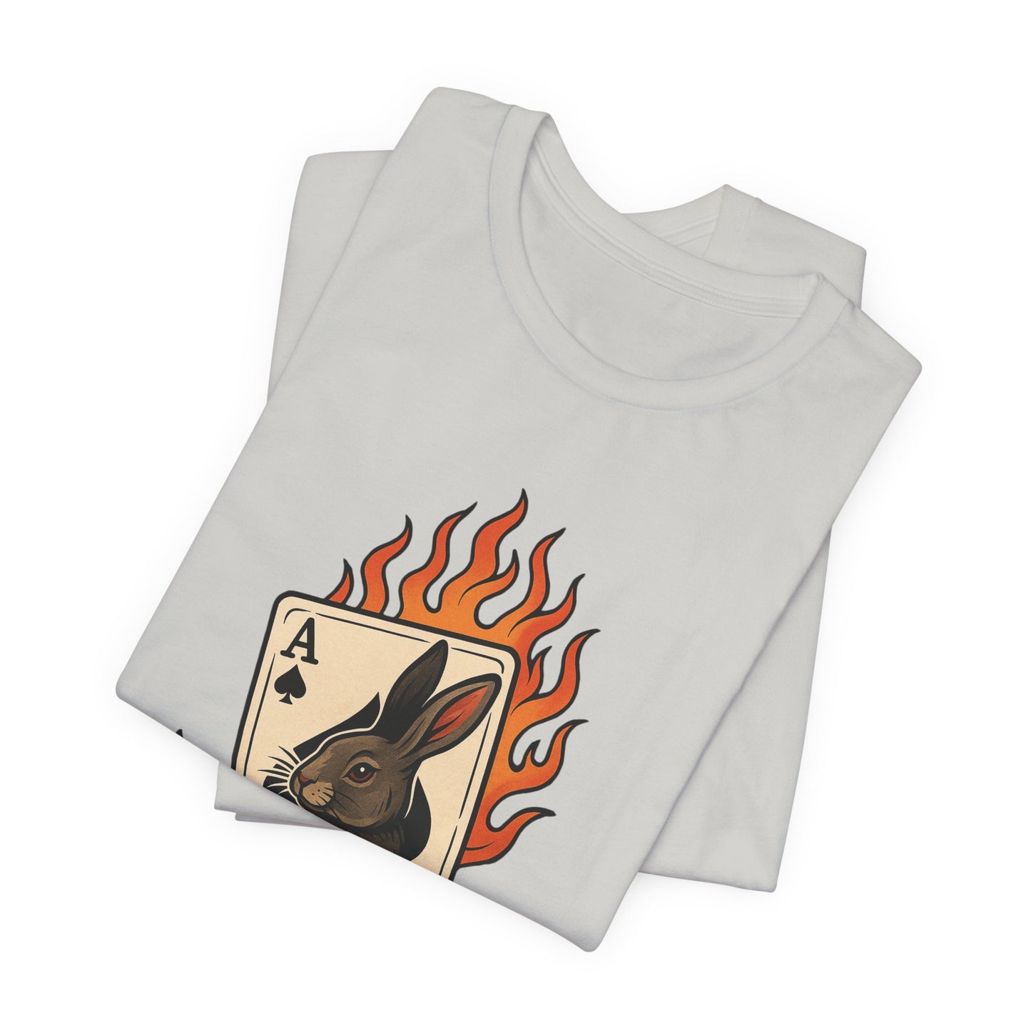 Wild Card Rabbit T-Shirt, Unisex Short Sleeve Tee, Fun Graphic Tee, Casual Summer Top, Gift for Gamers & Animal Lovers