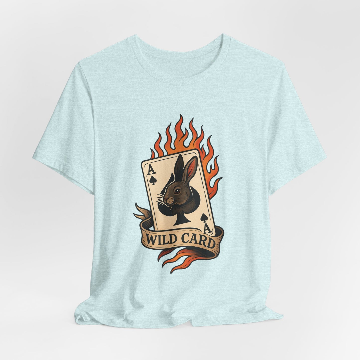 Wild Card Rabbit T-Shirt, Unisex Short Sleeve Tee, Fun Graphic Tee, Casual Summer Top, Gift for Gamers & Animal Lovers