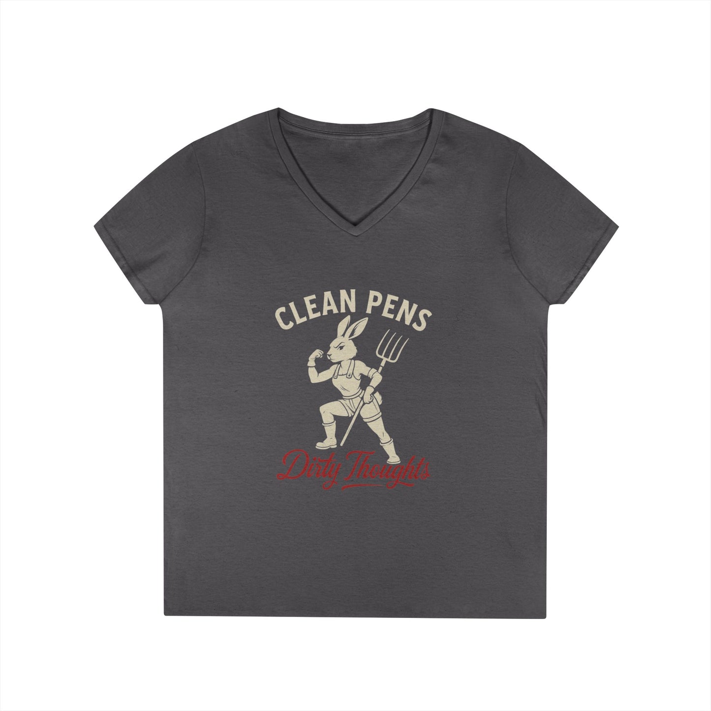 Playful V-Neck T-Shirt for Women, Funny Graphic Tee, Casual Wear, Gift for Writers, Clean Pens Dirty Thoughts