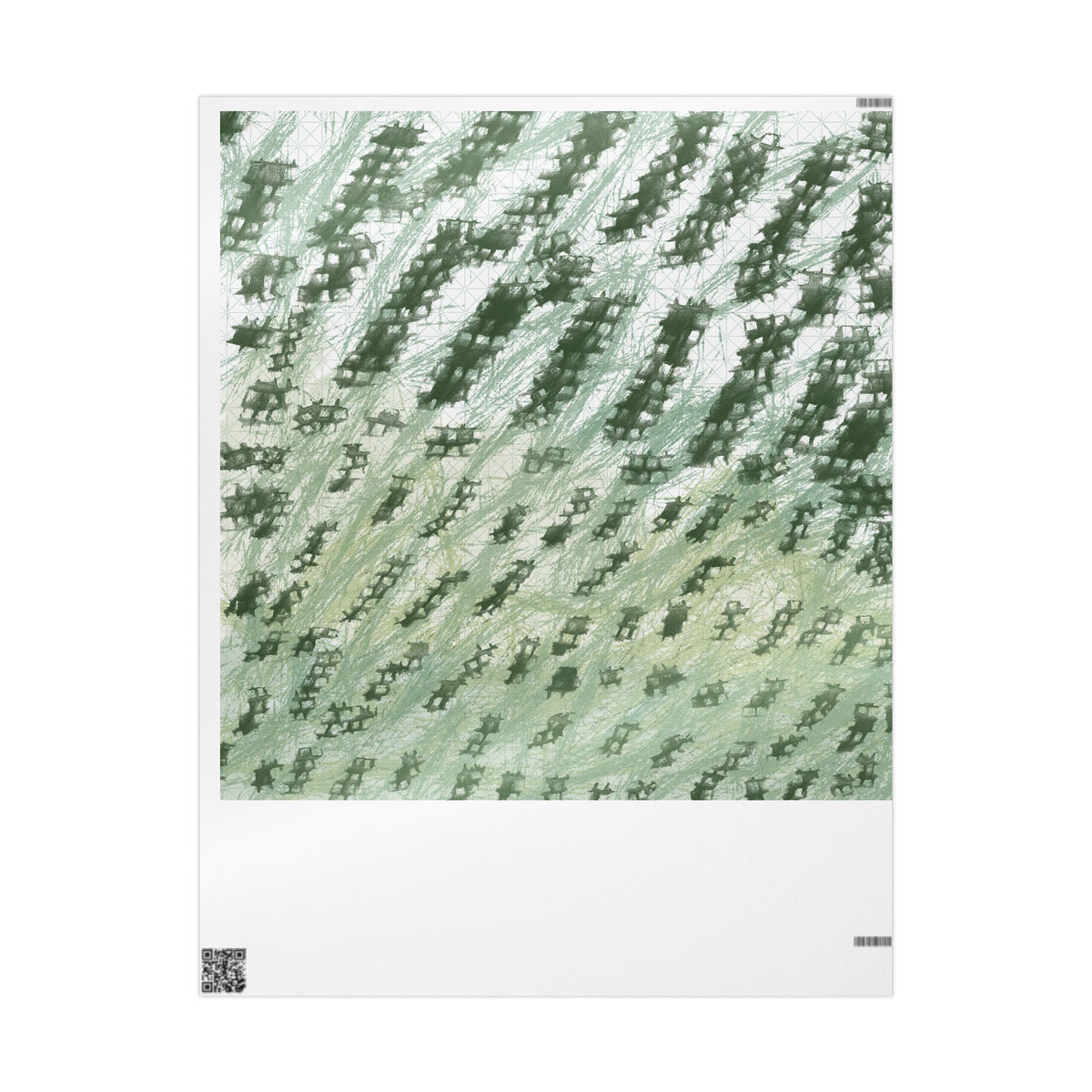 Green Brushstroke Wrapping Paper — Abstract Forest Pattern Gift Wrap