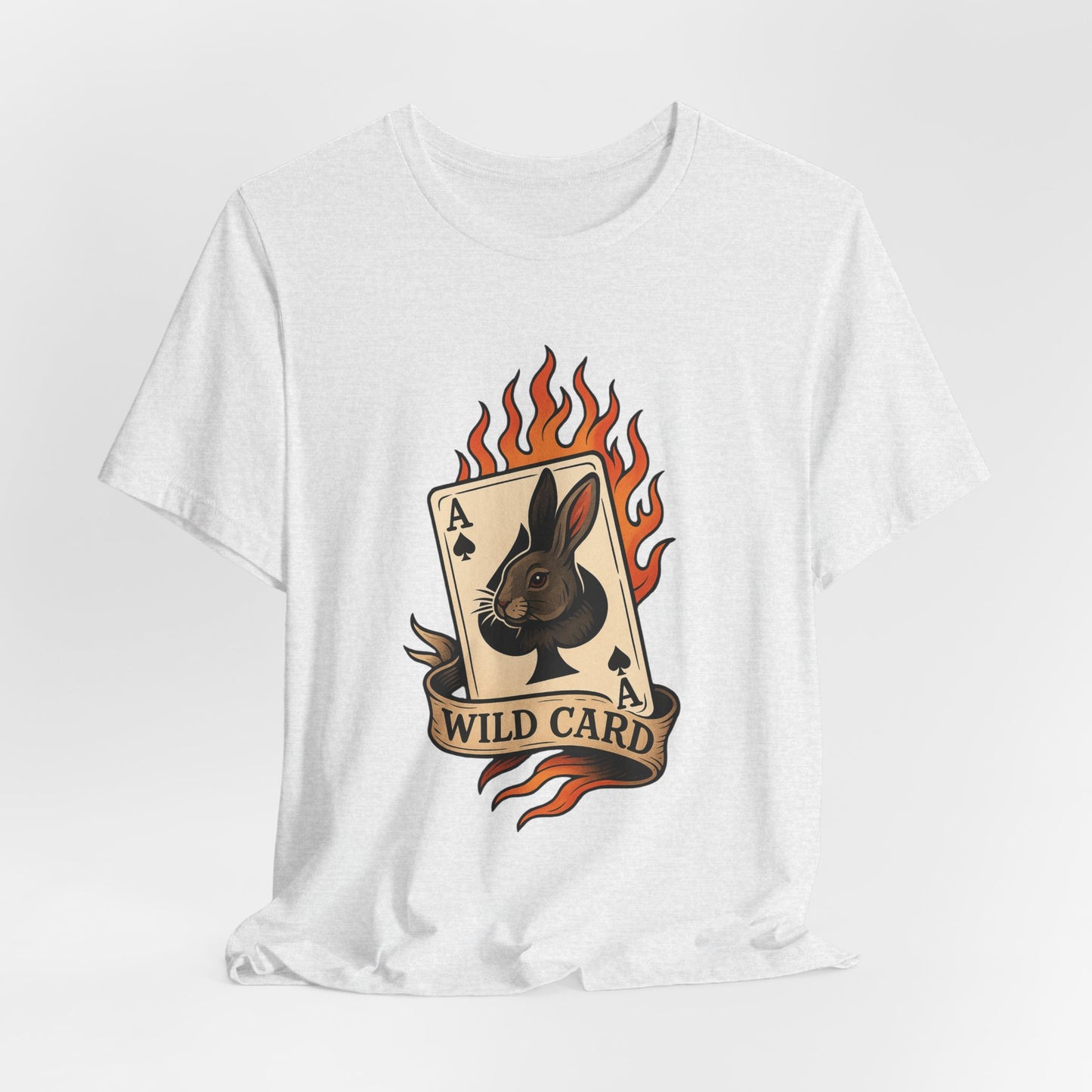 Wild Card Rabbit T-Shirt, Unisex Short Sleeve Tee, Fun Graphic Tee, Casual Summer Top, Gift for Gamers & Animal Lovers