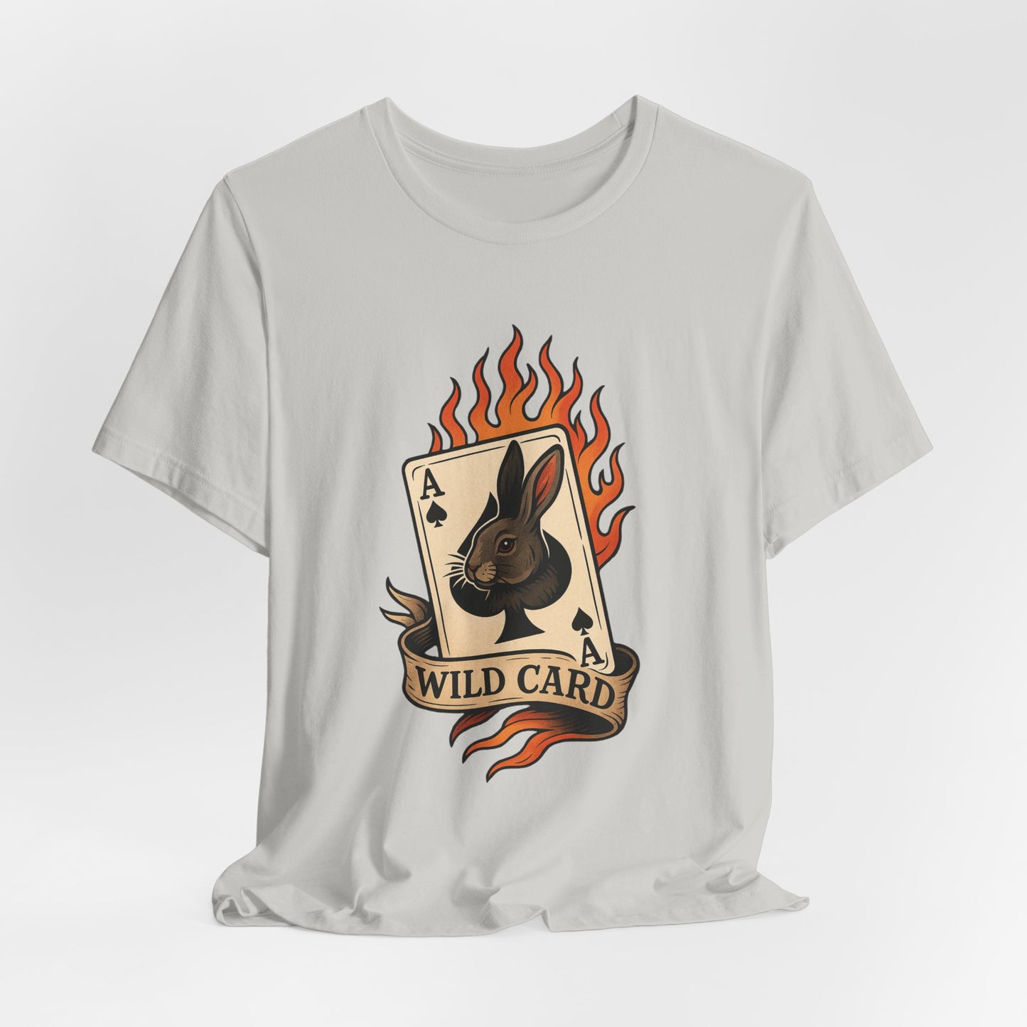 Wild Card Rabbit T-Shirt, Unisex Short Sleeve Tee, Fun Graphic Tee, Casual Summer Top, Gift for Gamers & Animal Lovers
