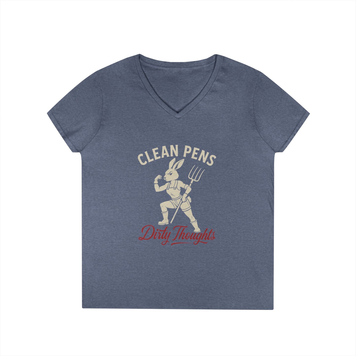 Playful V-Neck T-Shirt for Women, Funny Graphic Tee, Casual Wear, Gift for Writers, Clean Pens Dirty Thoughts