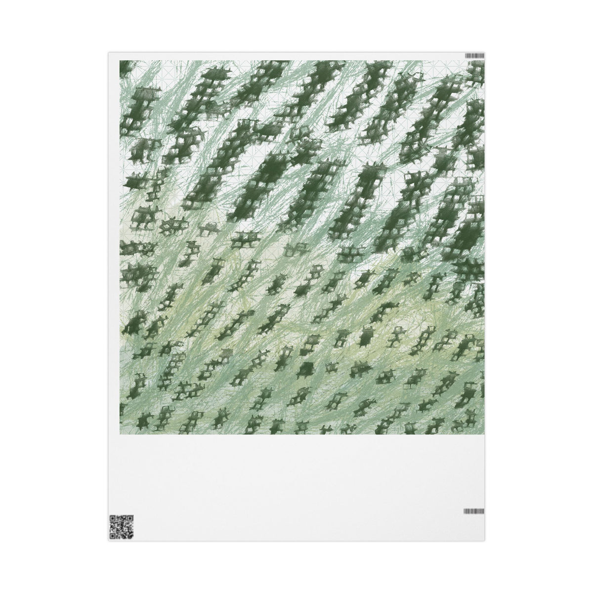 Green Brushstroke Wrapping Paper — Abstract Forest Pattern Gift Wrap