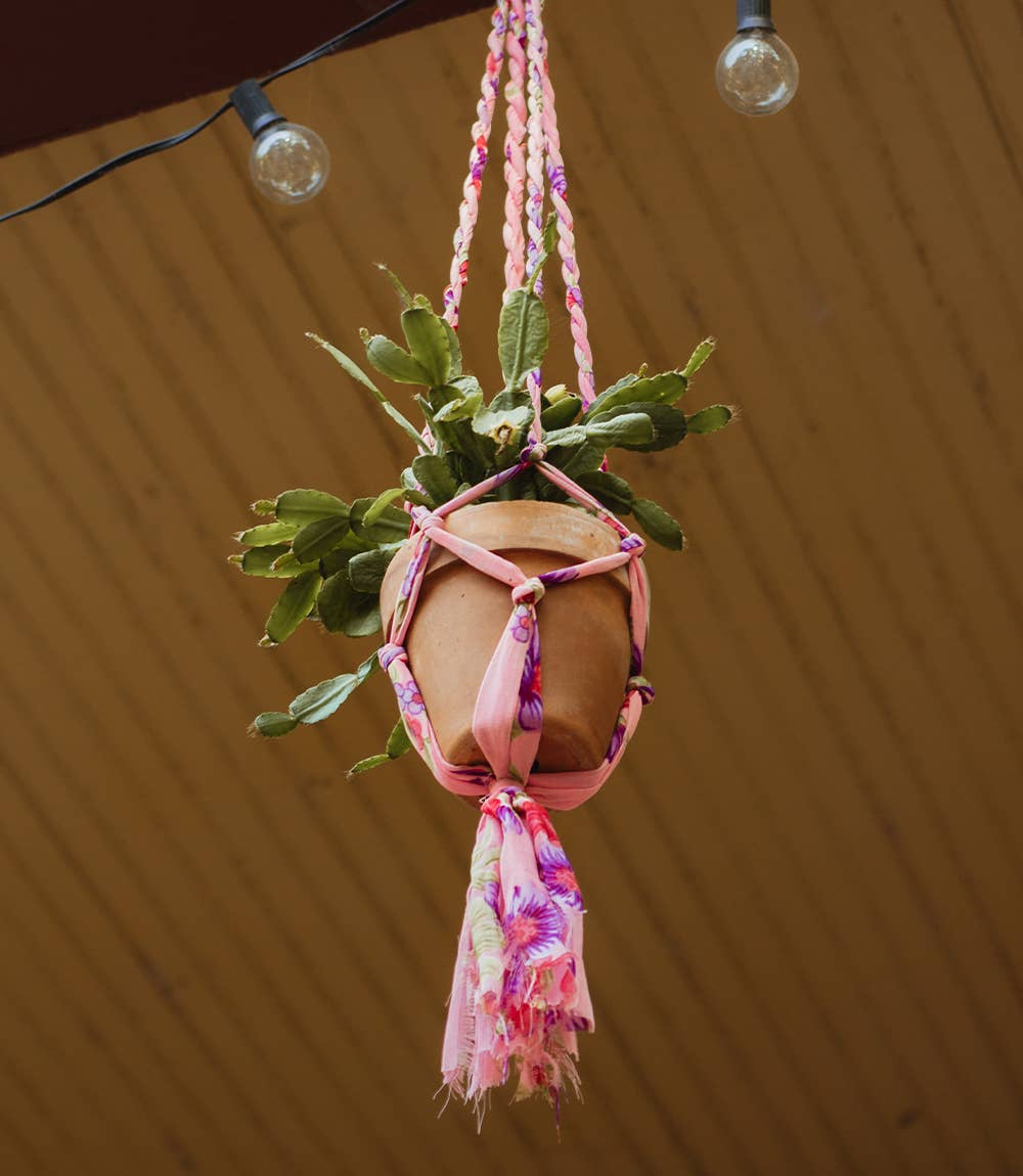 Macrame Plant Hanger - Assorted Upcycled Sari