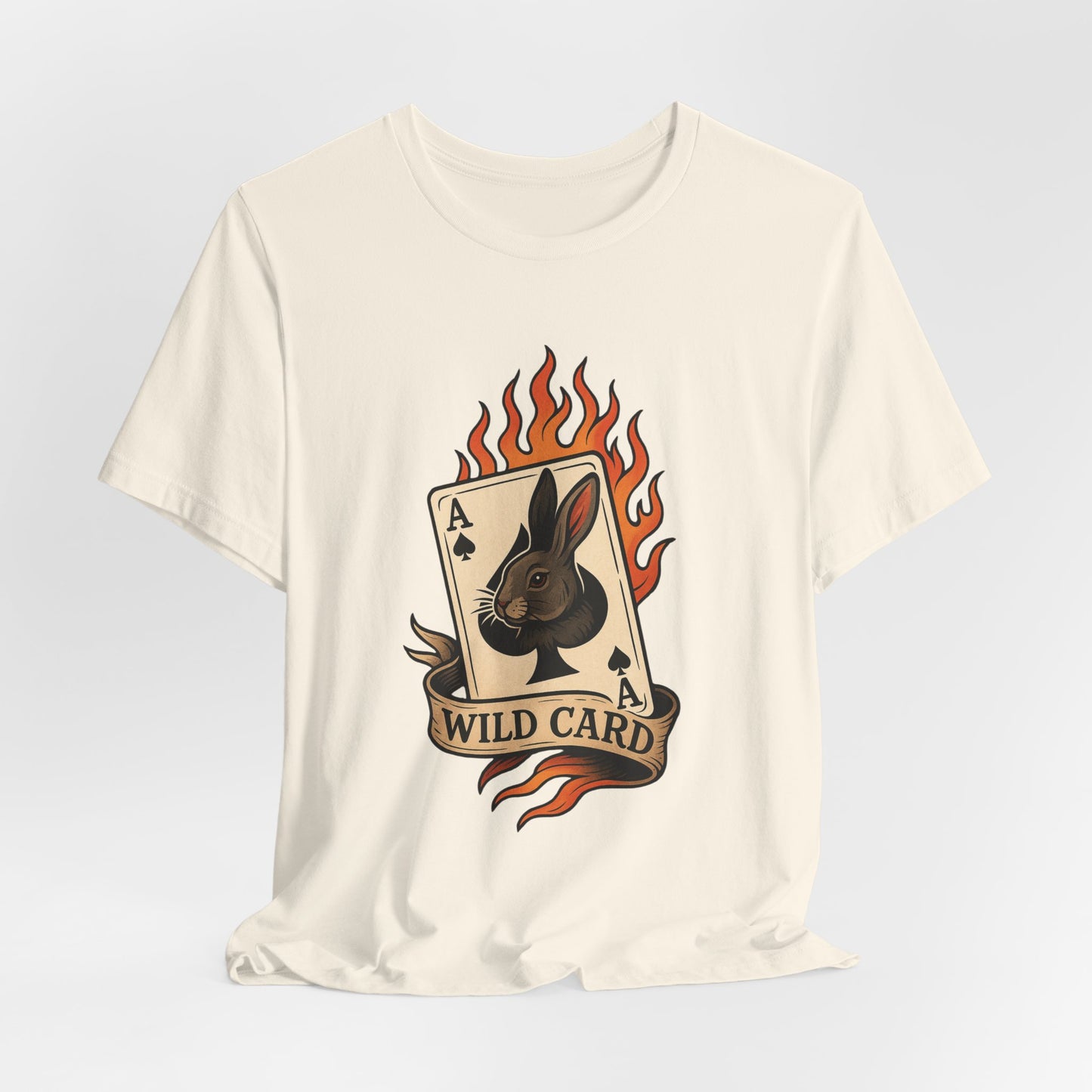 Wild Card Rabbit T-Shirt, Unisex Short Sleeve Tee, Fun Graphic Tee, Casual Summer Top, Gift for Gamers & Animal Lovers