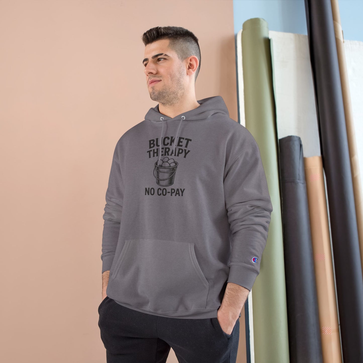Bucket Therapy Hoodie, Funny Sweatshirt, Self-Care Gift, Cozy Hoodie, Stress Relief Apparel, Casual Wear, Unique Gift Idea