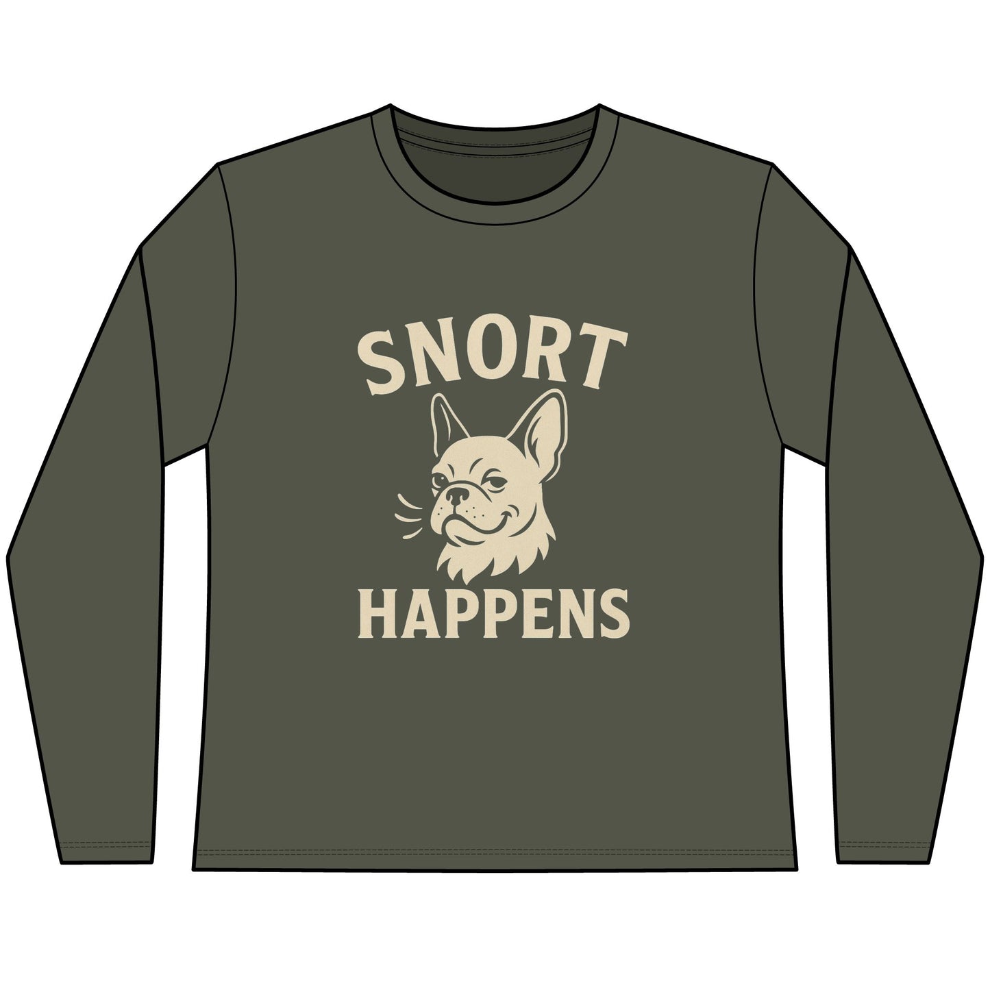 Snort Happens Long Sleeve Tee, Funny Dog Lover Shirt, Gift for Dog Owners, Pet Humor Top, Cute Canine Apparel