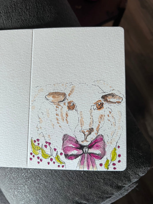 Hand-Painted Vermont Lamb Card (One of a Kind)