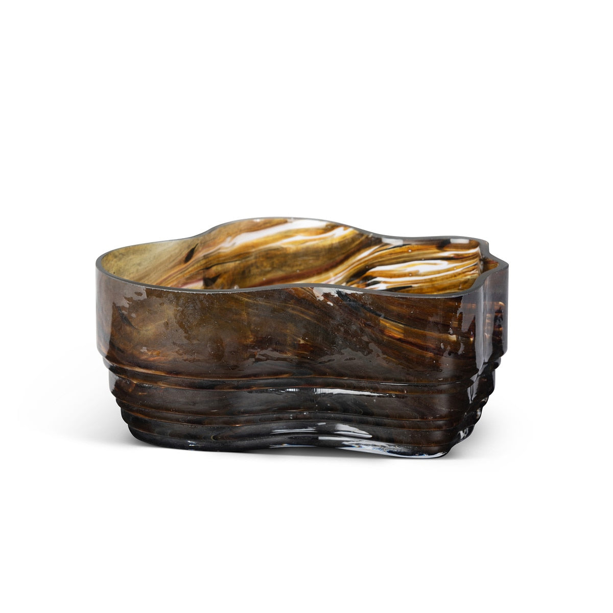 Clover Glass Decorative Bowl, Tortoise style shot 2