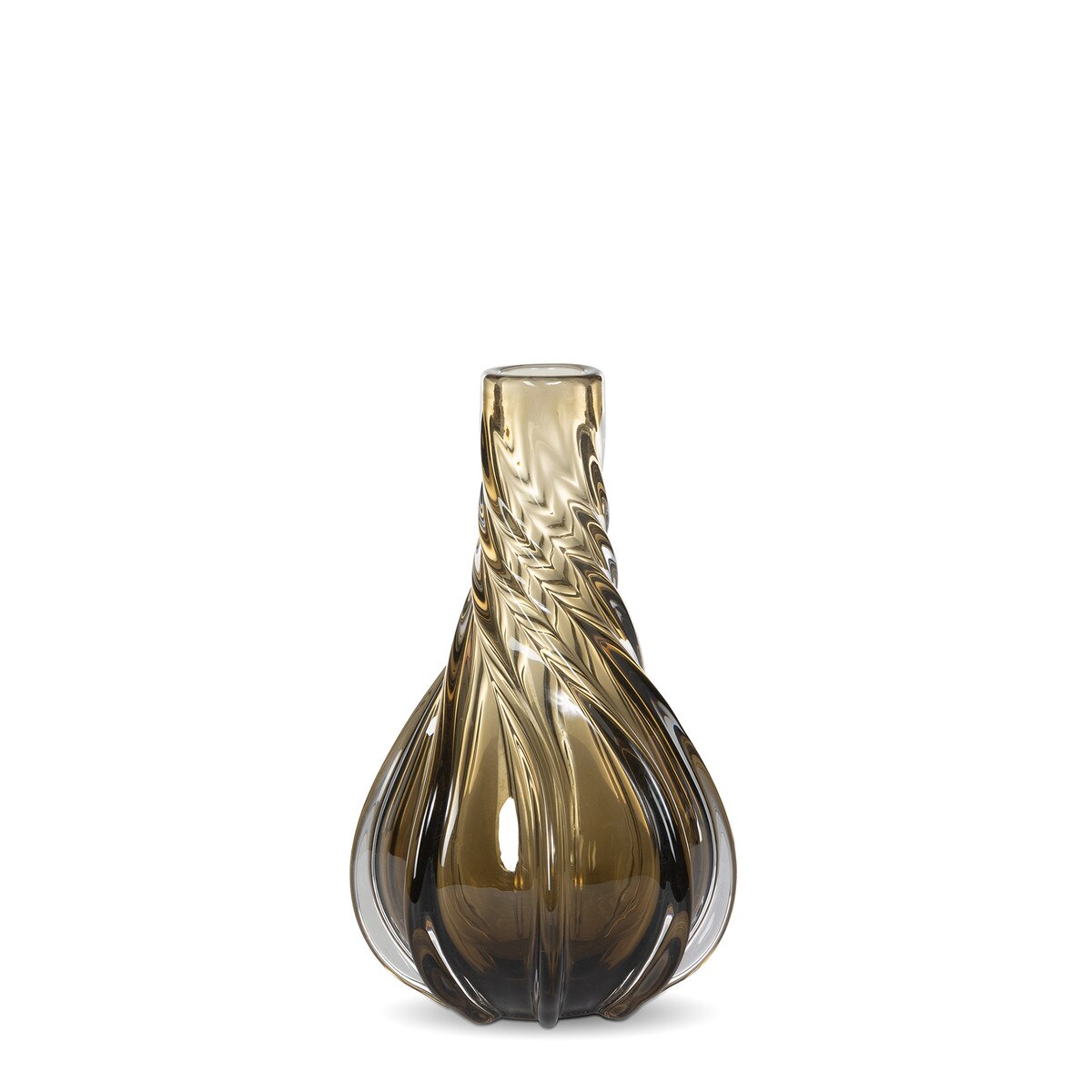 Twirl Glass Vase, Amber, Small style shot 1