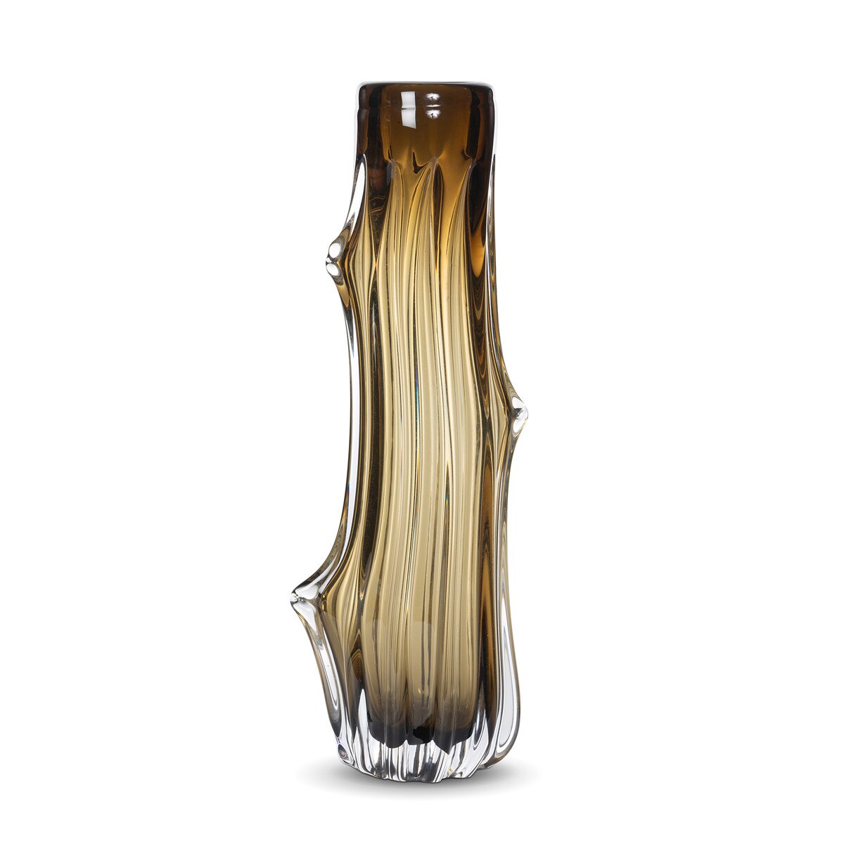 Willow Glass Vase, Amber, Large style shot 1