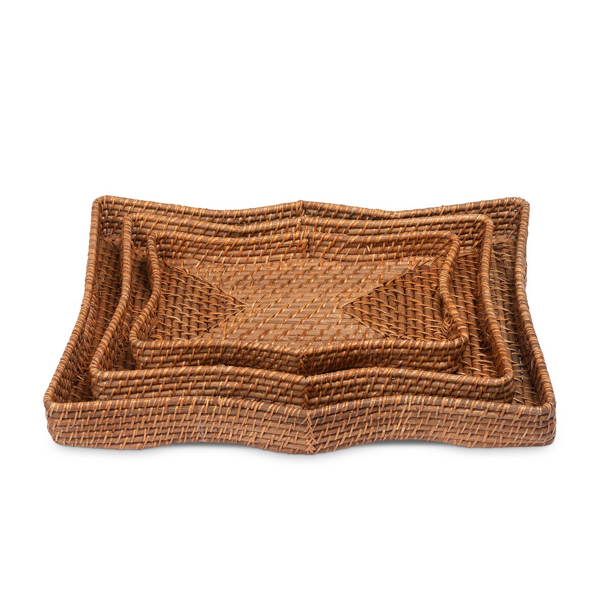 Sanibel Scalloped Trays, Natural, Set of 3 style shot 1