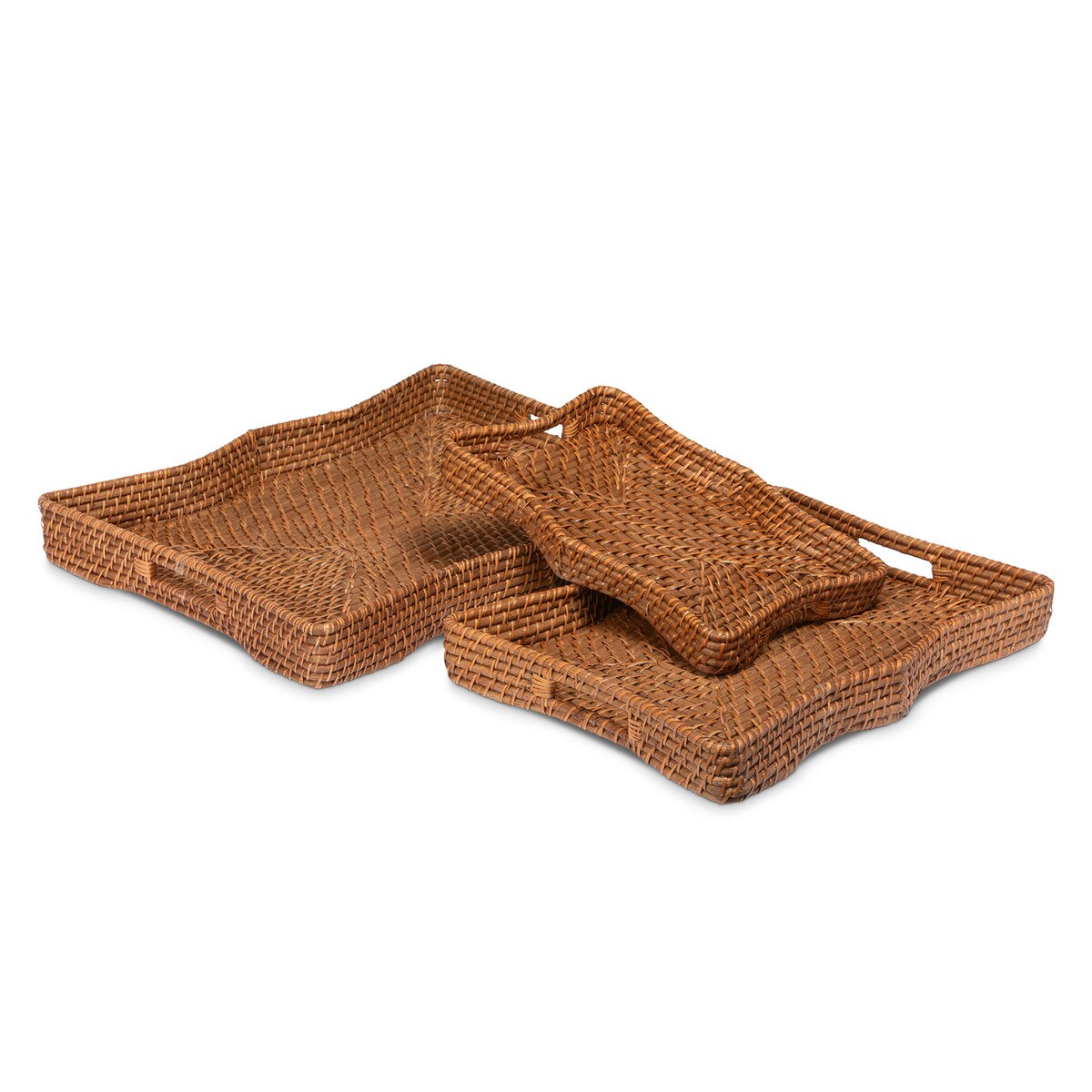 Sanibel Scalloped Trays, Natural, Set of 3 style shot 2