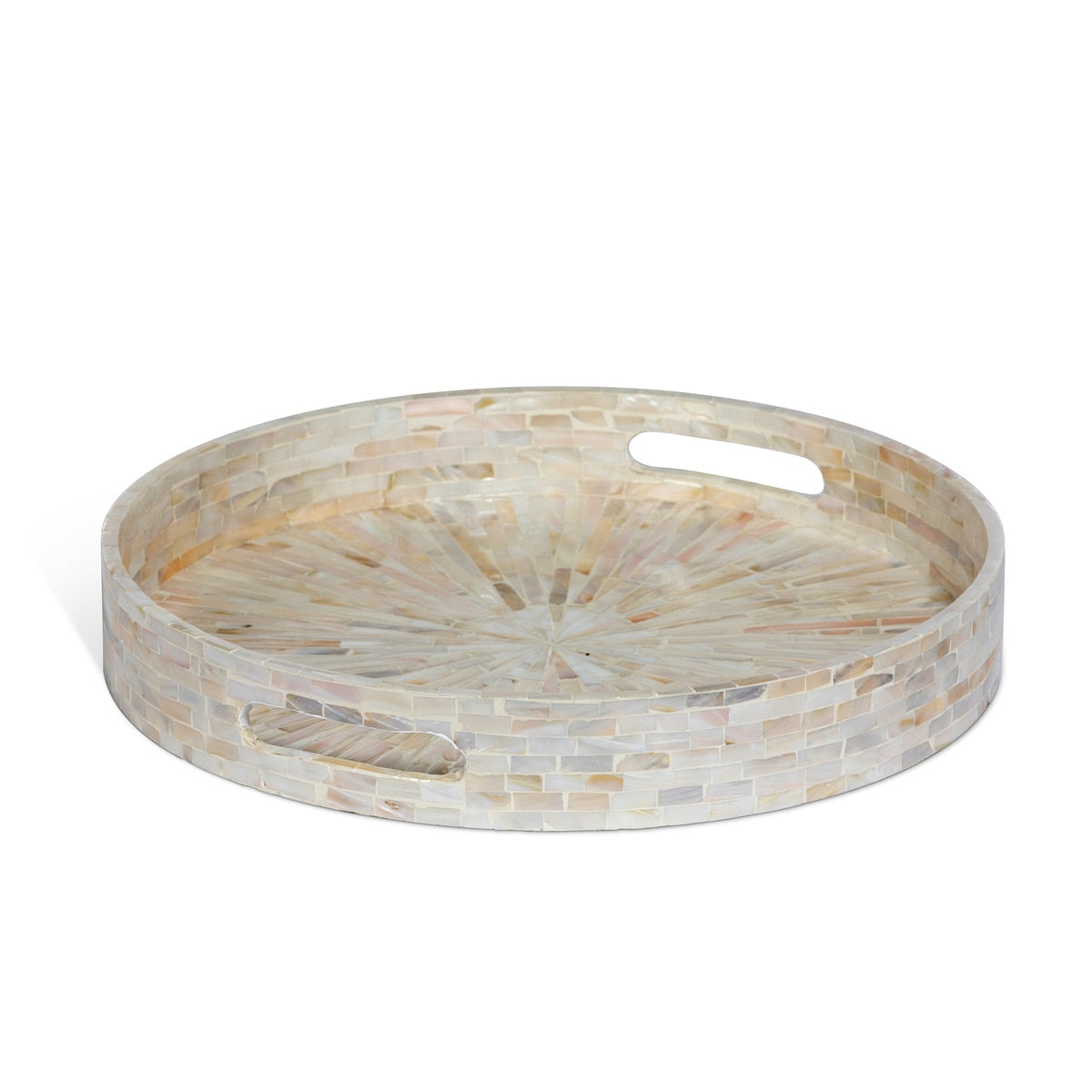 Capraia Coast Round Decorative Trays, Mother of Pearl, Set of 2 style shot 2