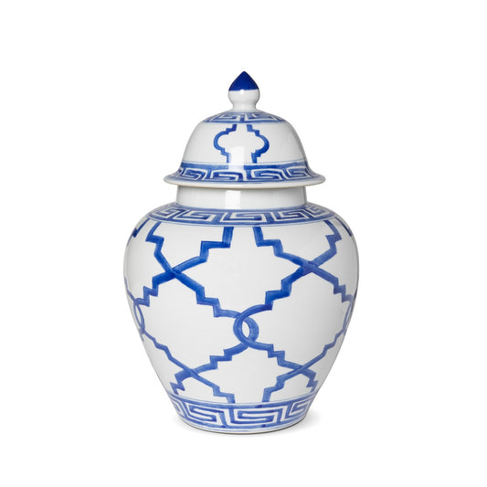 Imperial Ceramic Ginger Jar, Greek Key, Blue style shot 1