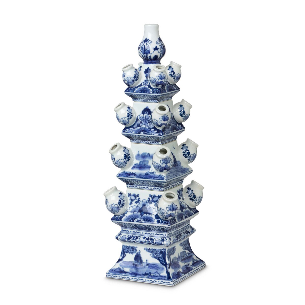 Imperial Ceramic Chinoiserie Tulip Vase, Blue and White style shot 1