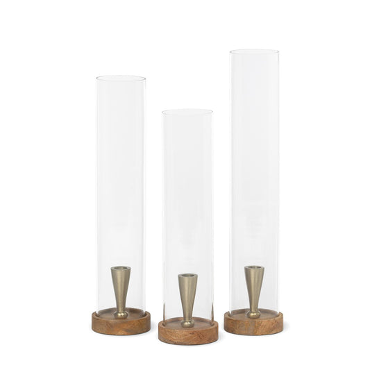 Harrison Candle Holder, Mango Wood, Set of 3 style shot 1