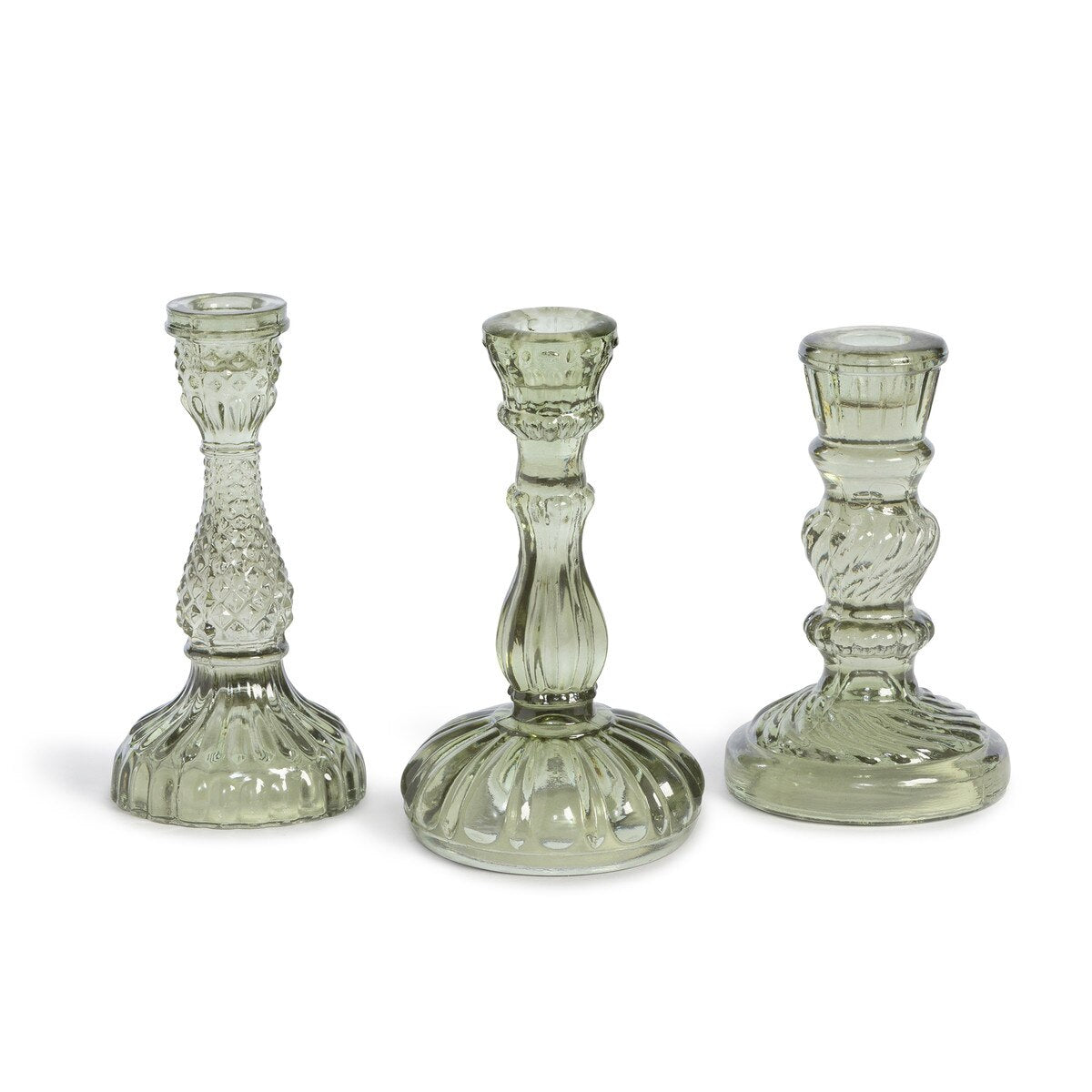 Maybelle Green Glass Taper Holders, Set of 3 style shot 1
