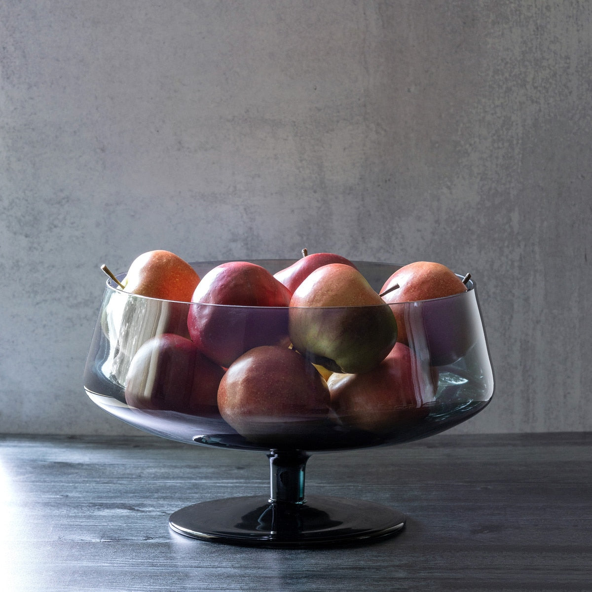 Florian Smoke Glass Stemmed Low Bowl