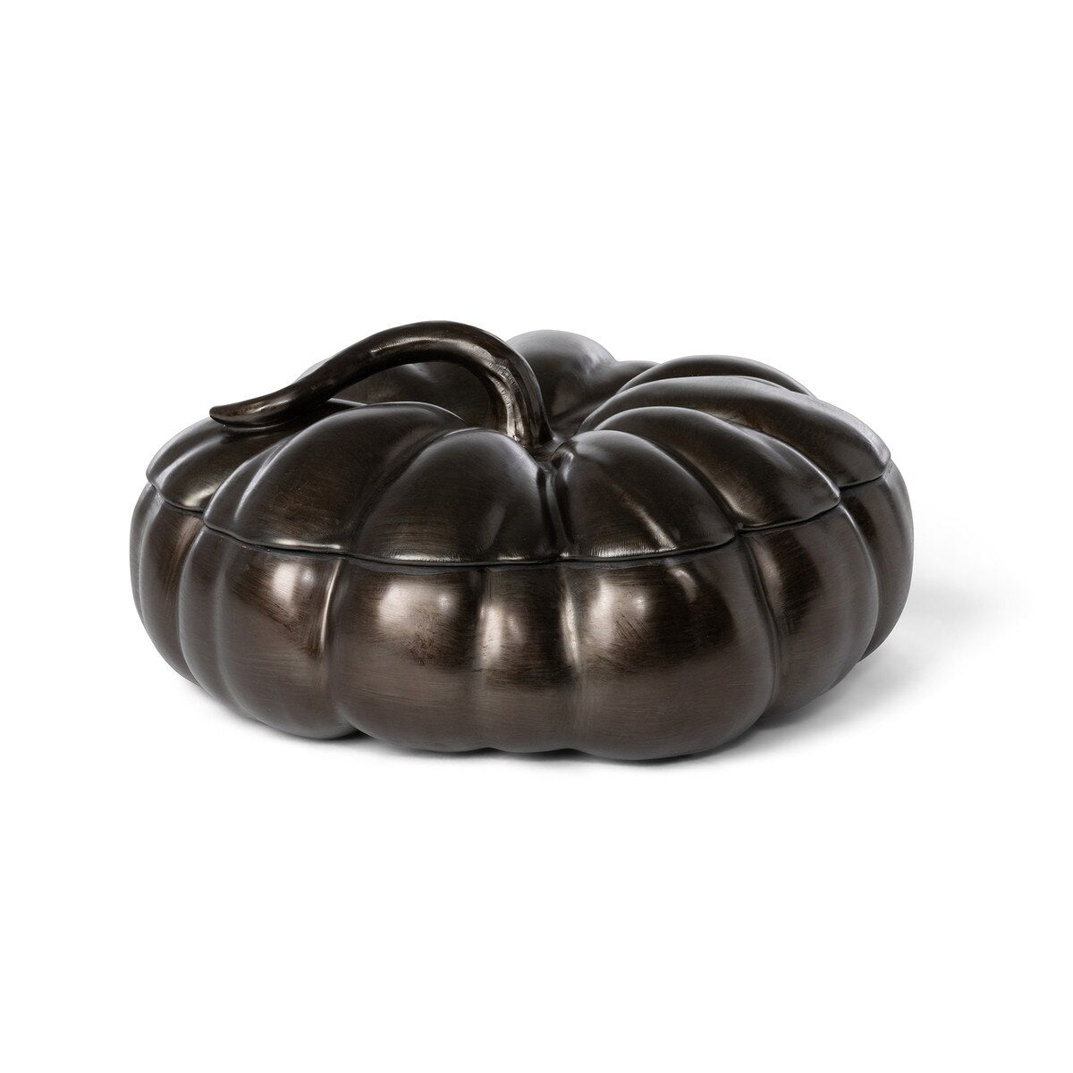 Bronze Lidded Ceramic Pumpkin Bowl Large style shot 1