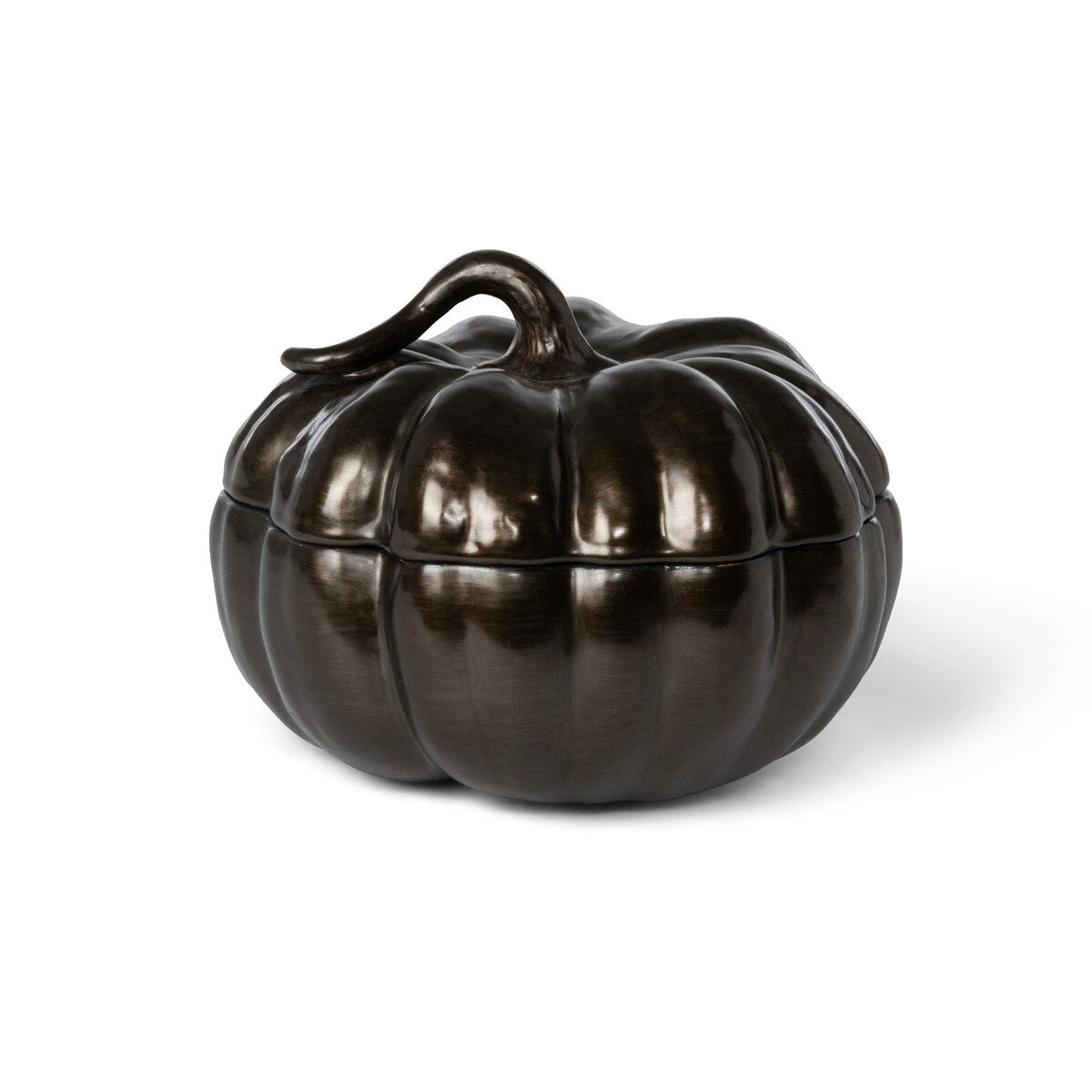 Bronze Lidded Ceramic Pumpkin Bowl Medium style shot 1