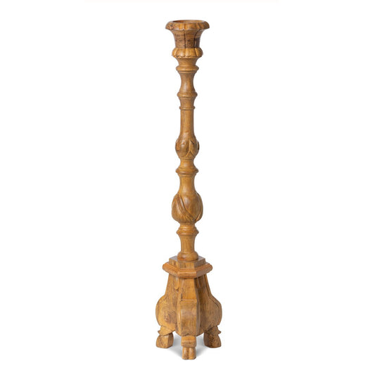 Carved Wood Pillar Candle Holder style shot 1