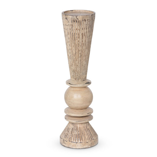 Carved Wood Tassel Pillar Holder, 18" style shot 1