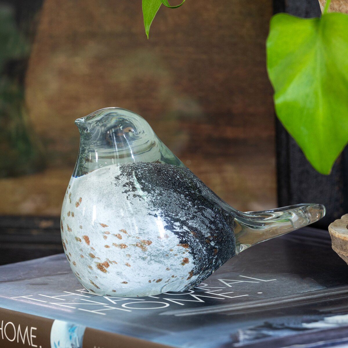 Speckled Blown Glass Mama Bird