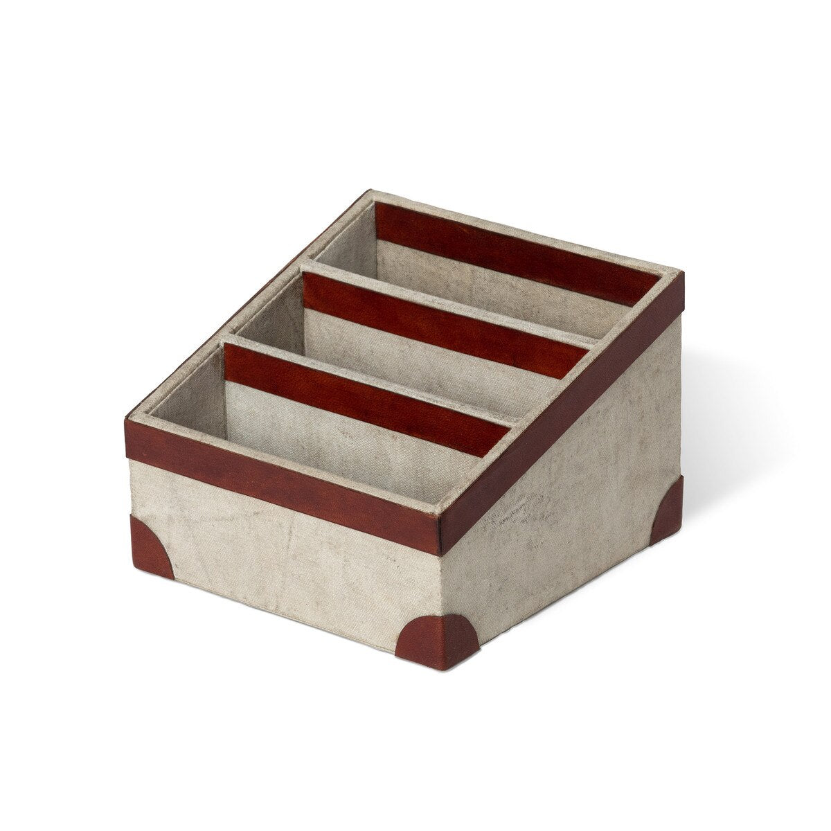 Antique Canvas Letter Holder with Genuine Leather style shot 1