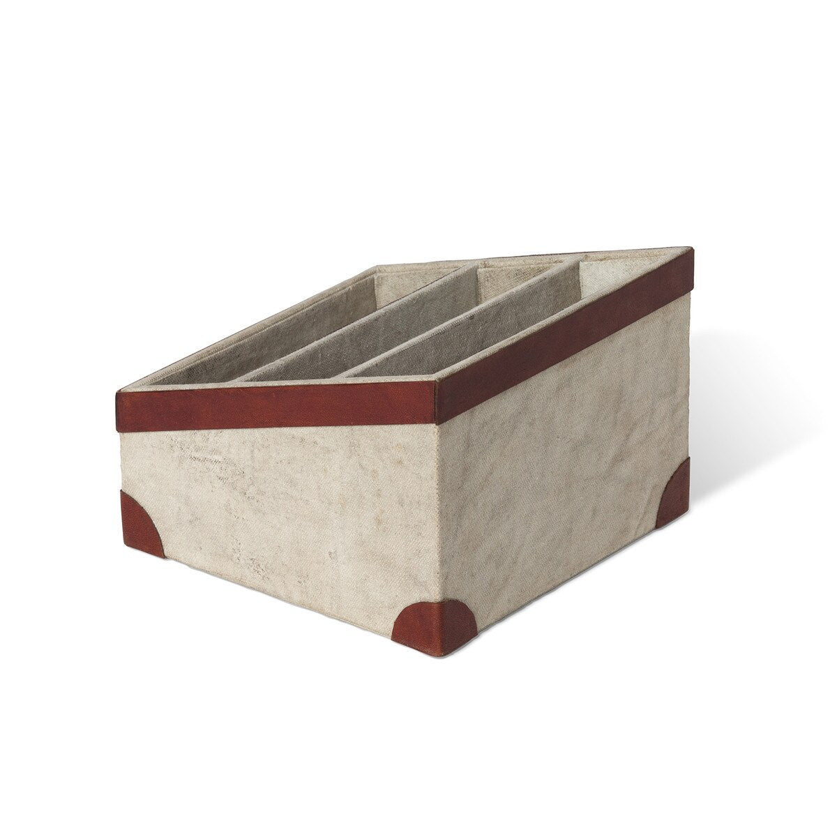 Antique Canvas Letter Holder with Genuine Leather style shot 2