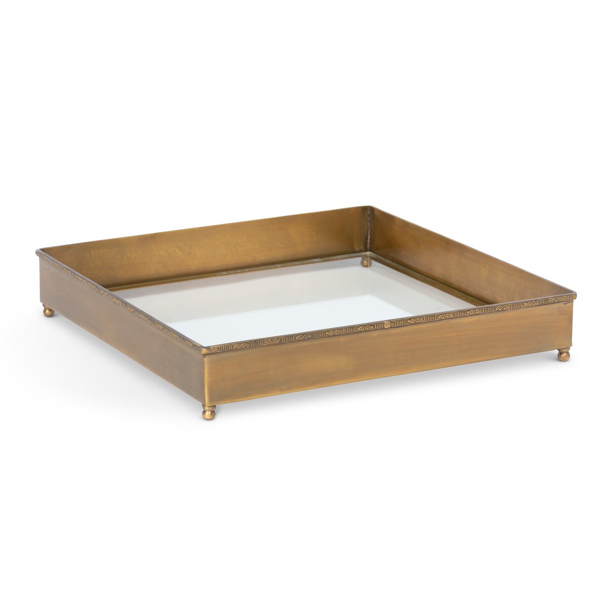 Brass and Glass Escritoire Square Tray style shot 1