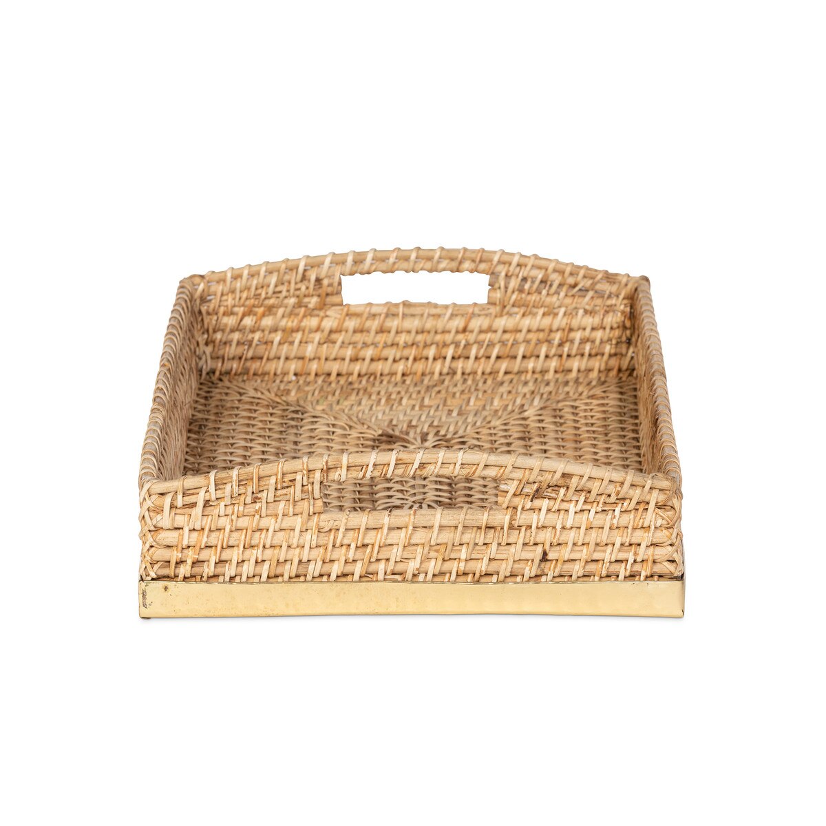 Amelia Woven Bamboo and Brass Rectangle Tray style shot 1