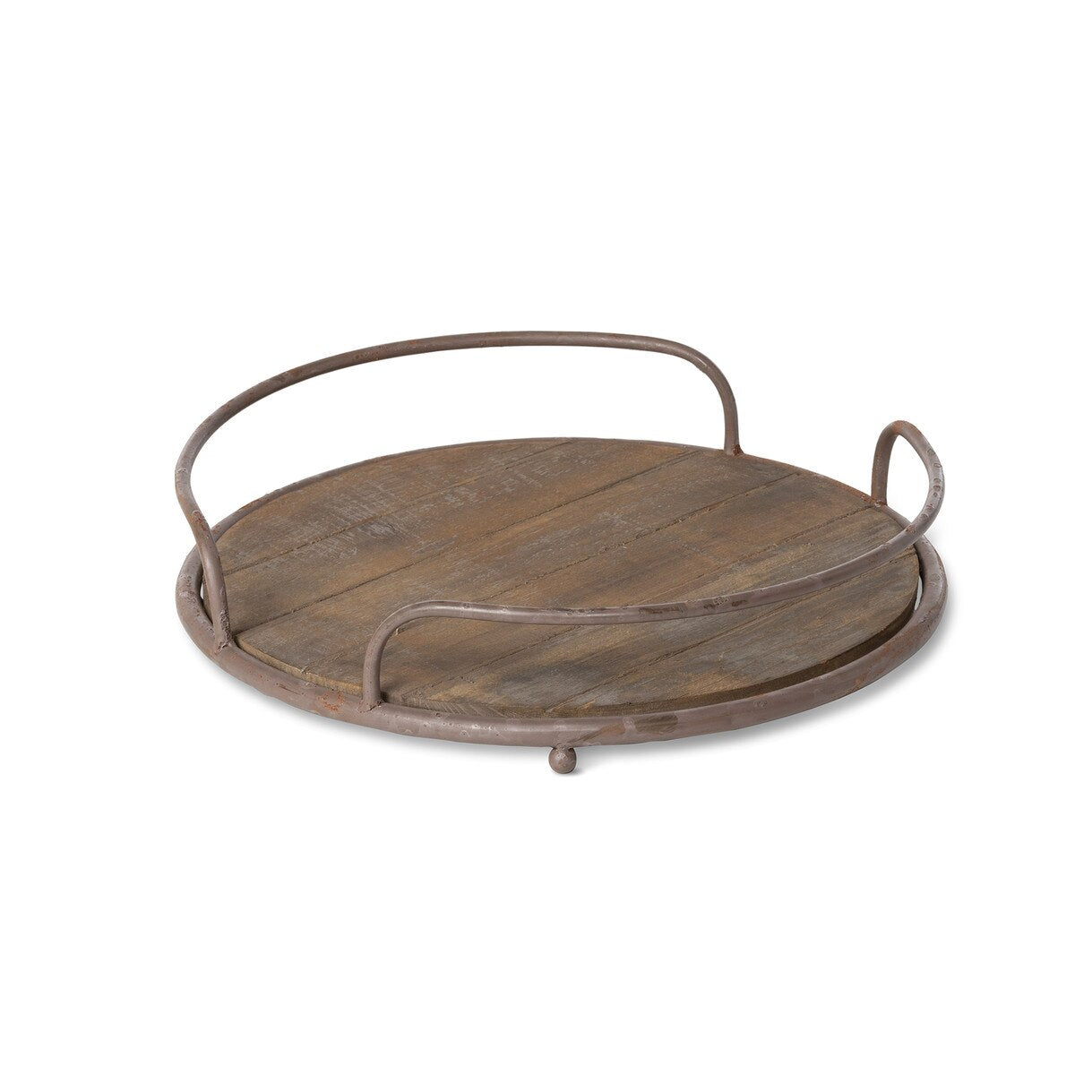 Round Wooden Tray with Iron Handles style shot 2
