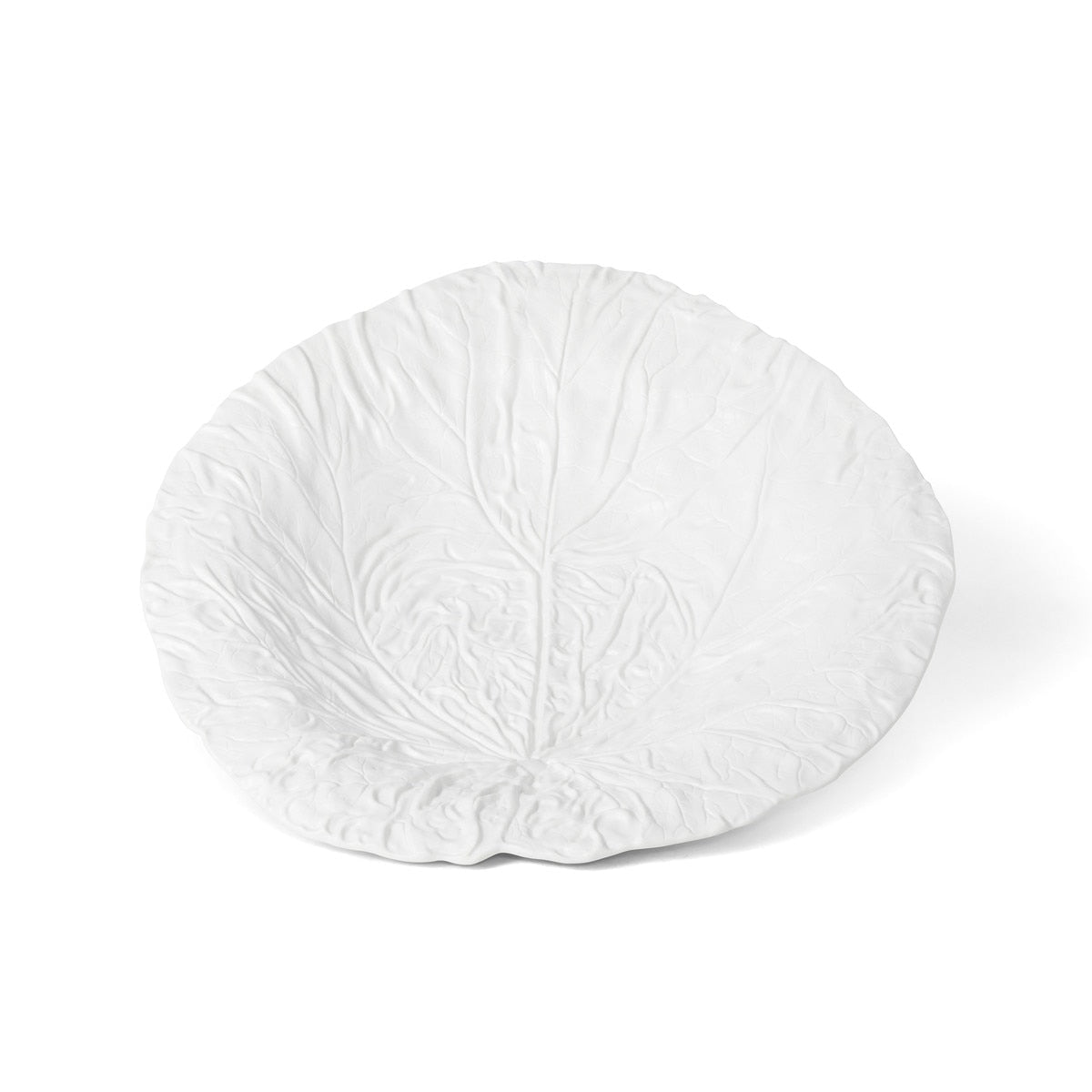 White Cabbage Leaf Ceramic Serving Platter, 20" Dia. style shot 1