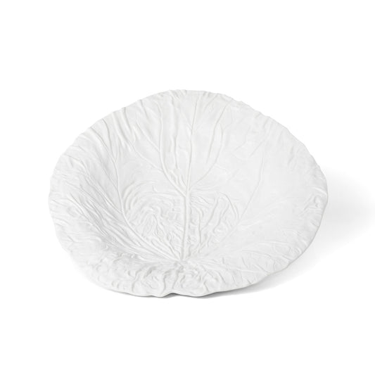 White Cabbage Leaf Ceramic Serving Platter, 20" Dia. style shot 1