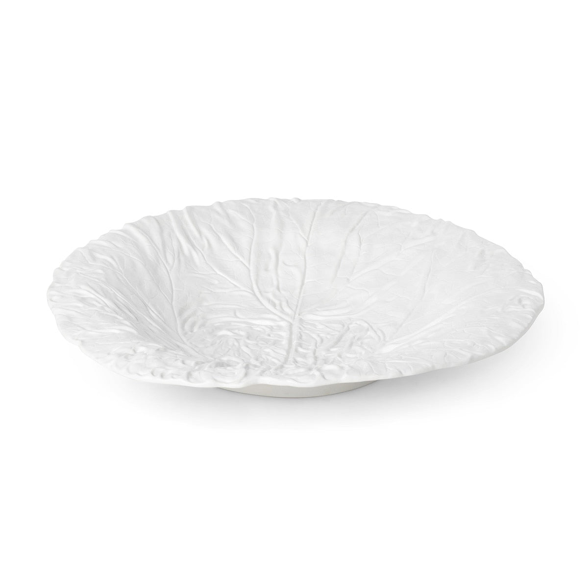 White Cabbage Leaf Ceramic Serving Platter, 20" Dia. style shot 2