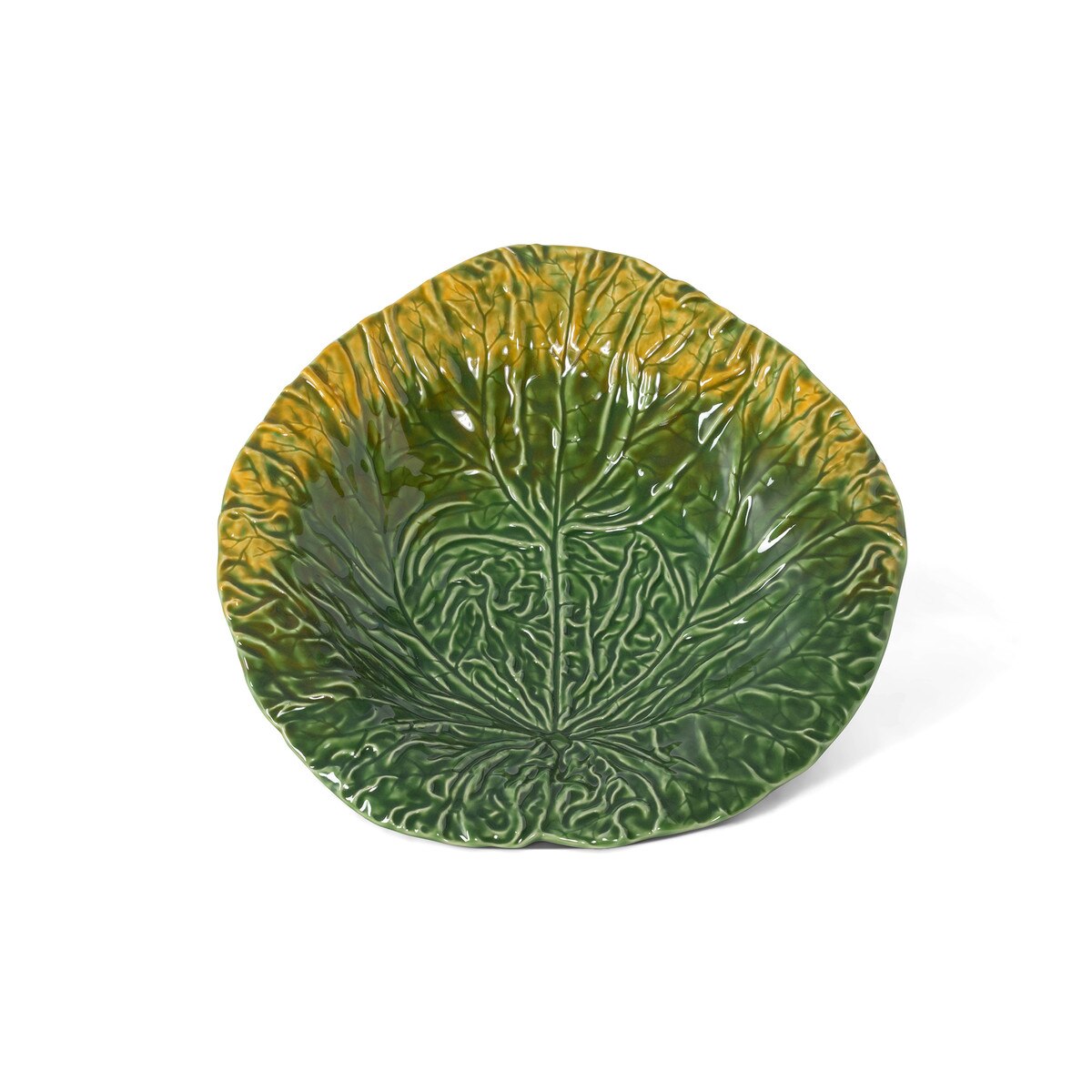 Green Cabbage Leaf Ceramic Charger, 14" Dia. style shot 1