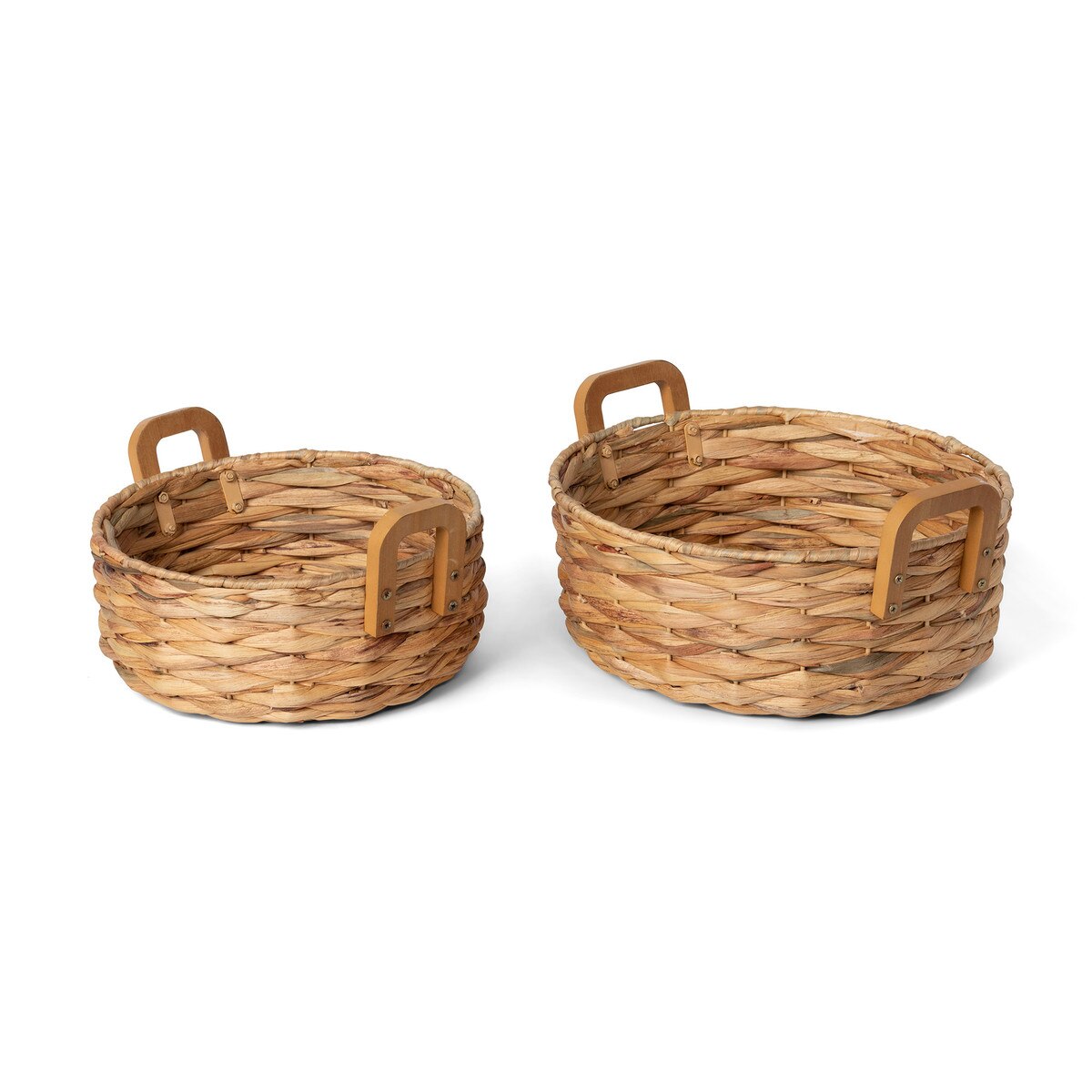 Woven Water Hyacinth Round Serving Basket style shot 1