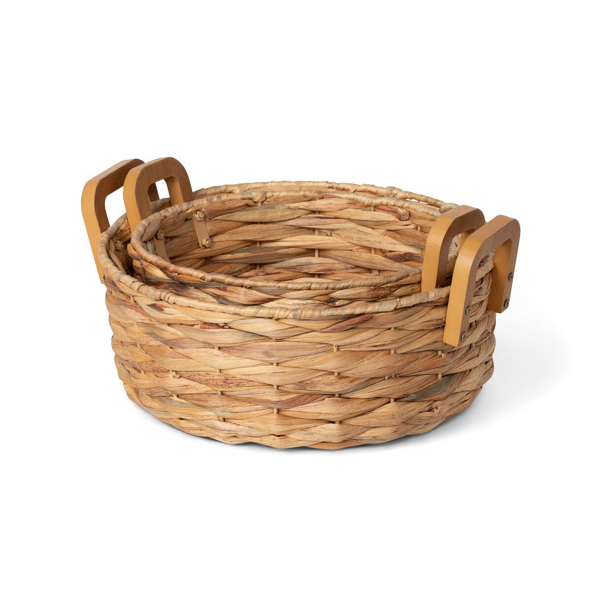 Woven Water Hyacinth Round Serving Basket style shot 2