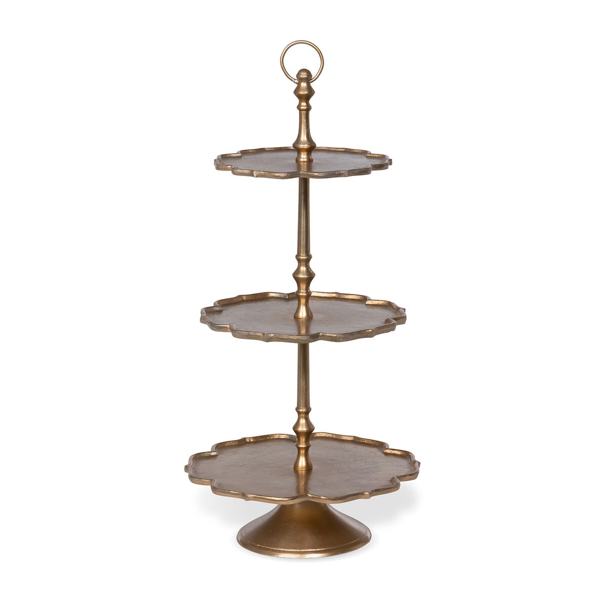 Scalloped Edge Cast Aluminum Tiered Server, 37 in. style shot 1
