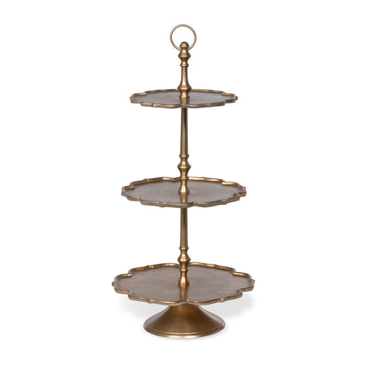 Scalloped Edge Cast Aluminum Tiered Server, 37 in. style shot 1