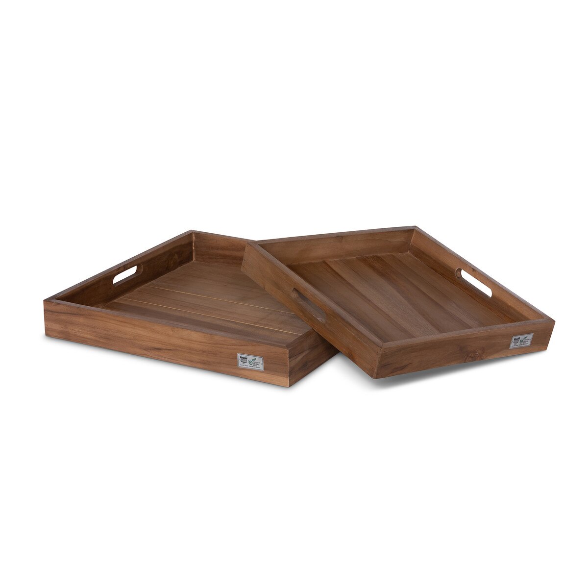 Teak Square Serving Tray, Set of 2 style shot 1